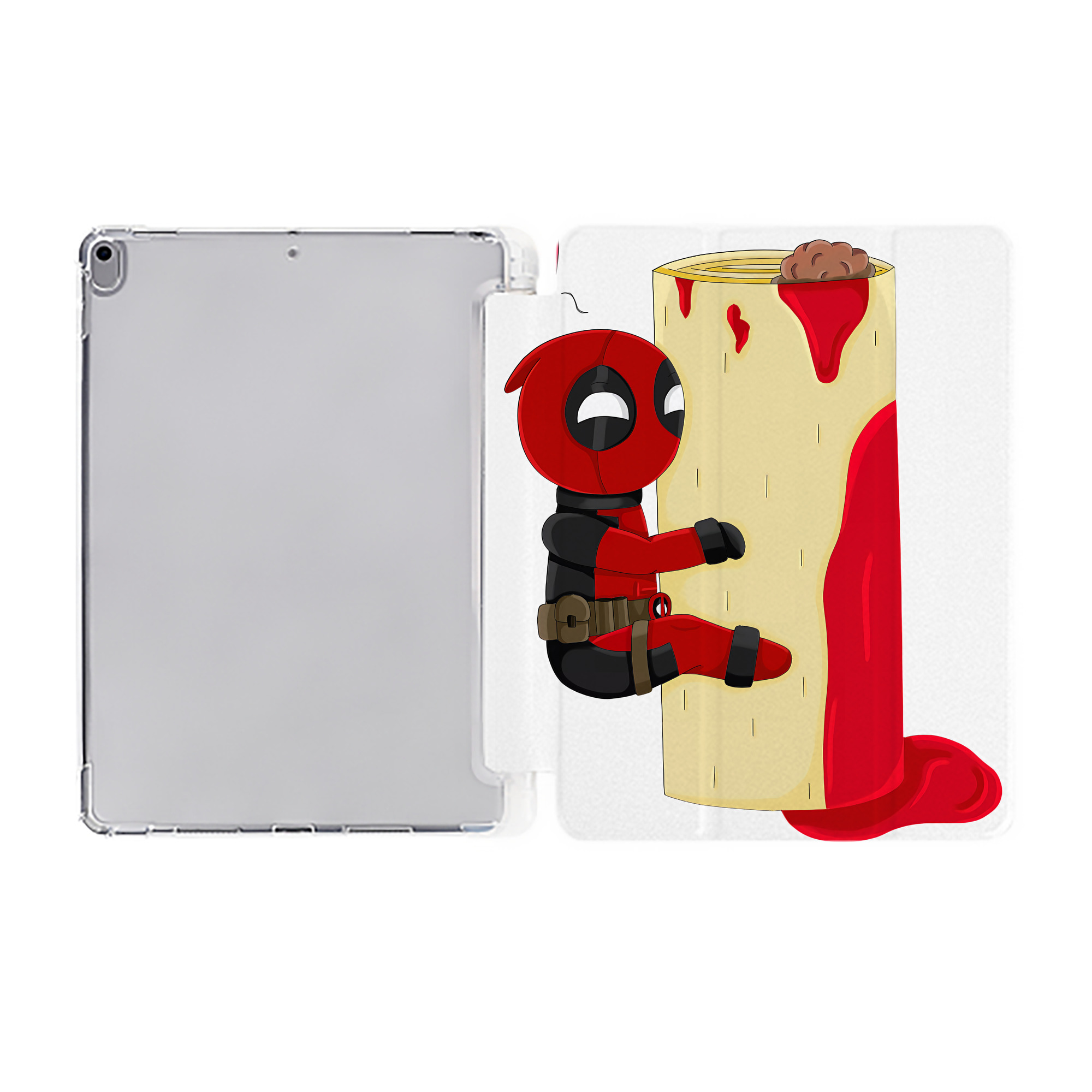 （画像用） Deadpool デッドプール IPad ケース ペン収納付き 三つ折りスタンド PUレザー×シリコン 対応機種9.5/10.5/10.9インチ